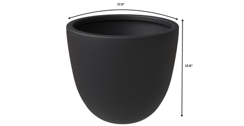 Dahlia Modern Fiberstone and MgO Clay Planter Pot for Indoor and Outdoor 14 Inch / Black