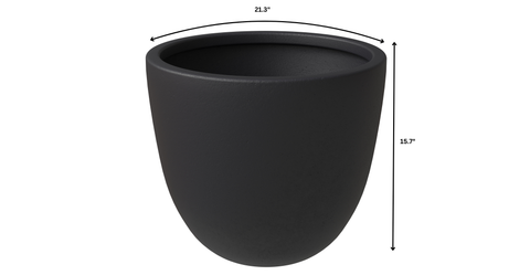 Dahlia Modern Fiberstone and MgO Clay Planter Pot for Indoor and Outdoor 16 Inch / Black