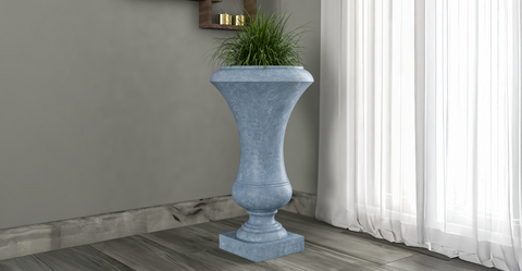 Daisy Fiberstone and Clay Urn Planter with Drainage Holes for Indoor and Outdoor Aged Concrete