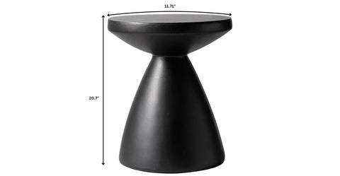 Dune Side Table Fiberstone Round Accent Table and Hourglass Pedestal Base Black