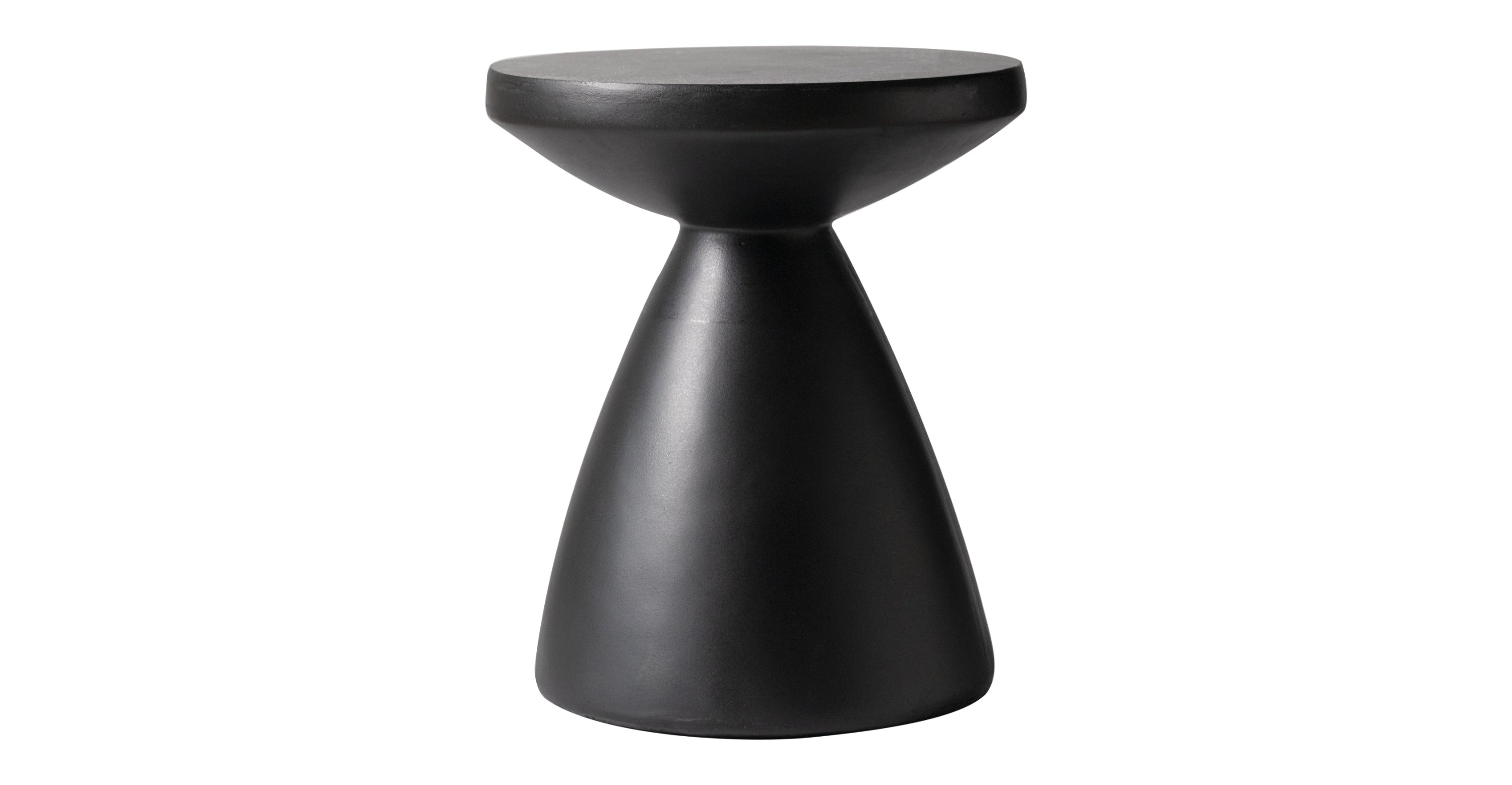 Dune Side Table Fiberstone Round Accent Table and Hourglass Pedestal Base Black