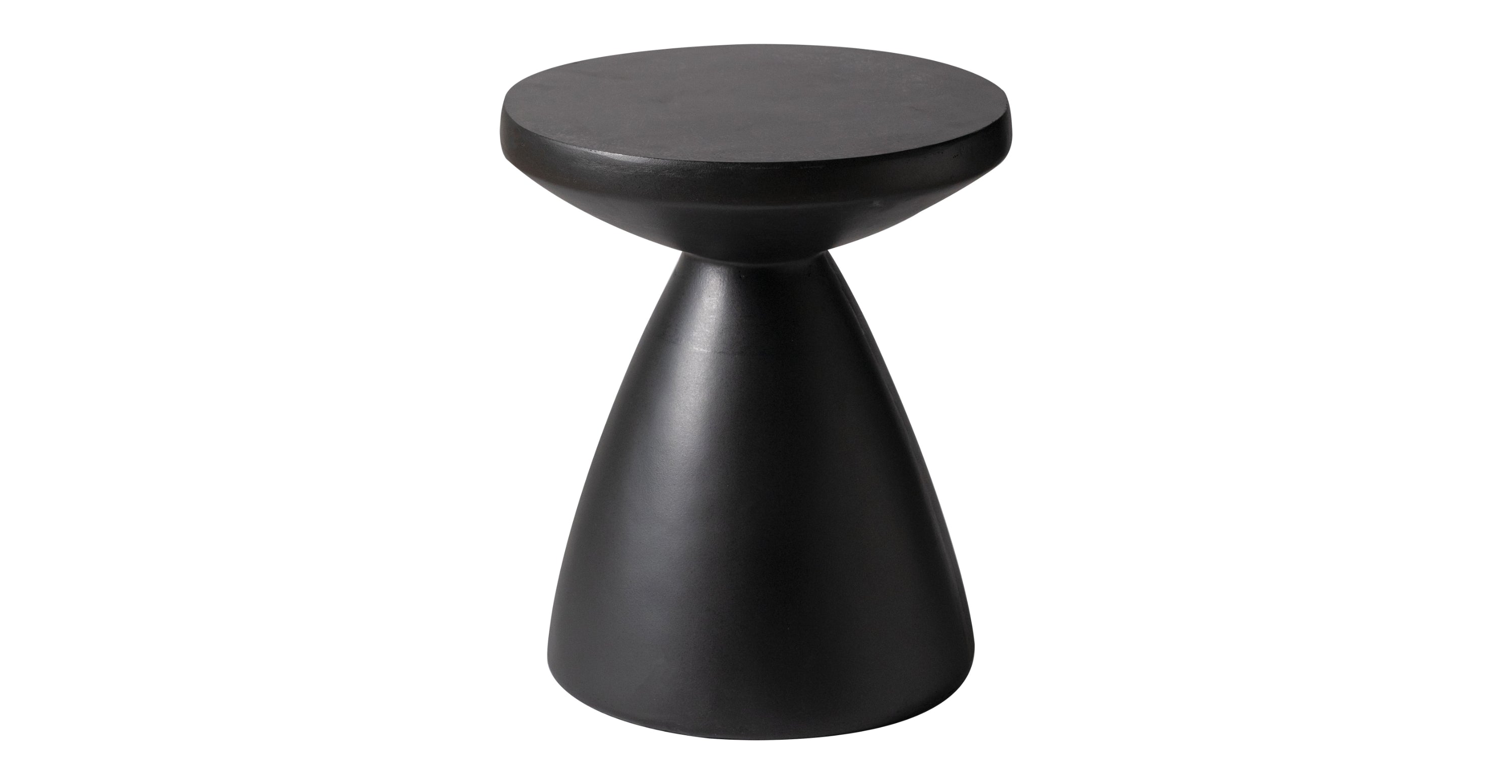 Dune Side Table Fiberstone Round Accent Table and Hourglass Pedestal Base Black