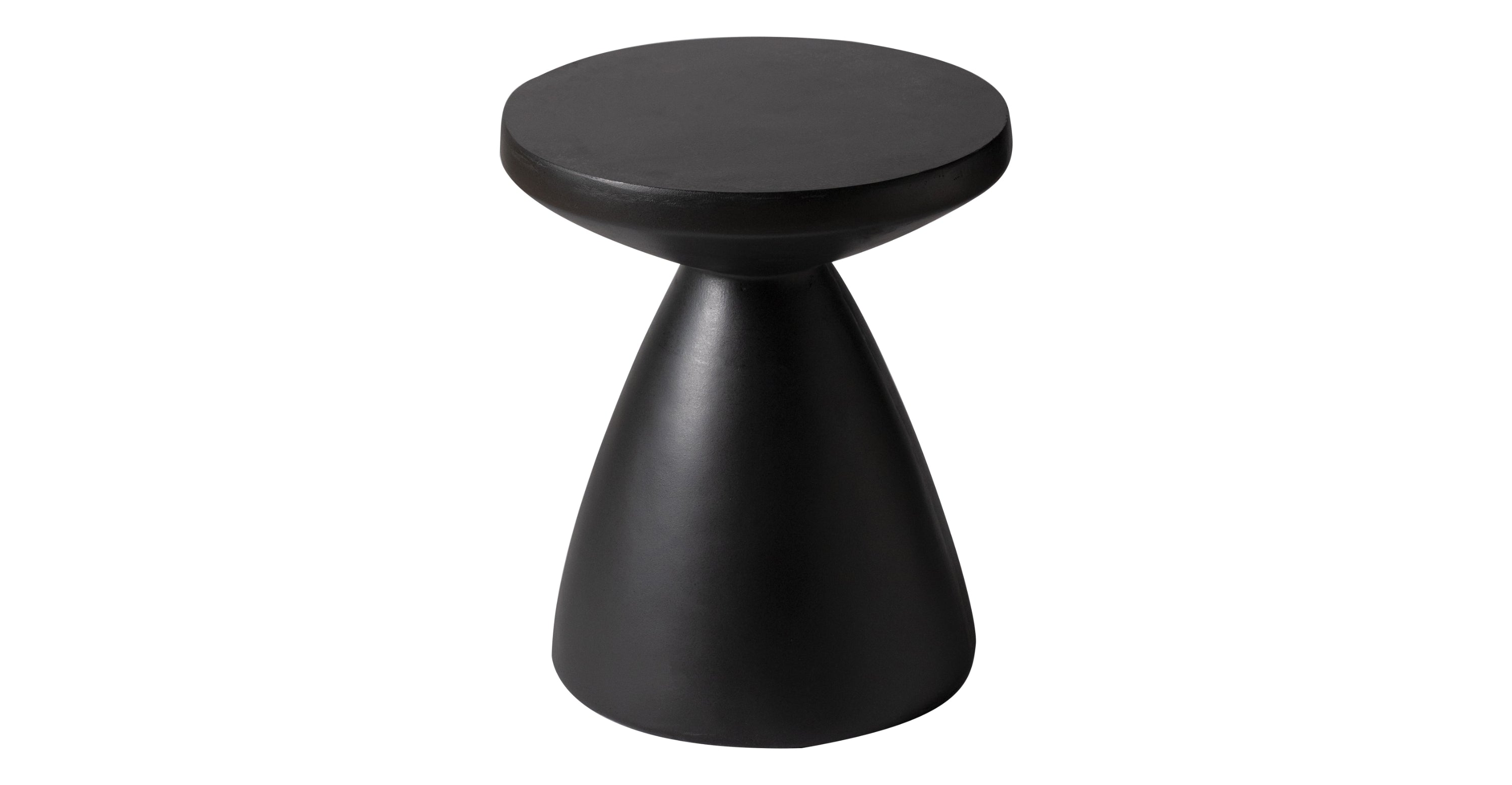 Dune Side Table Fiberstone Round Accent Table and Hourglass Pedestal Base Black