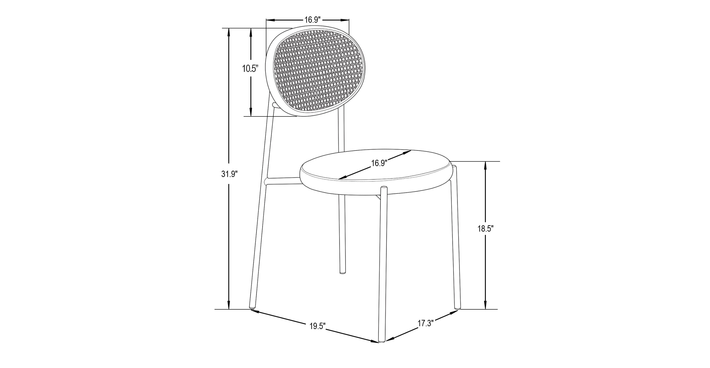 Euston Modern Upholstered Dining Chair with Round Wicker/Velvet Back Style Grey / Wicker