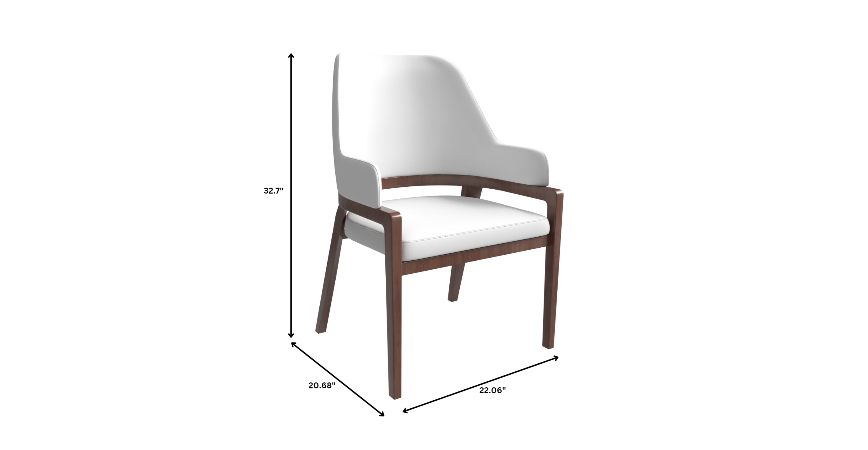 Ethora Dining Chair Upholstered in Leather with Curved Open Back Design and Rubberwood Frame White