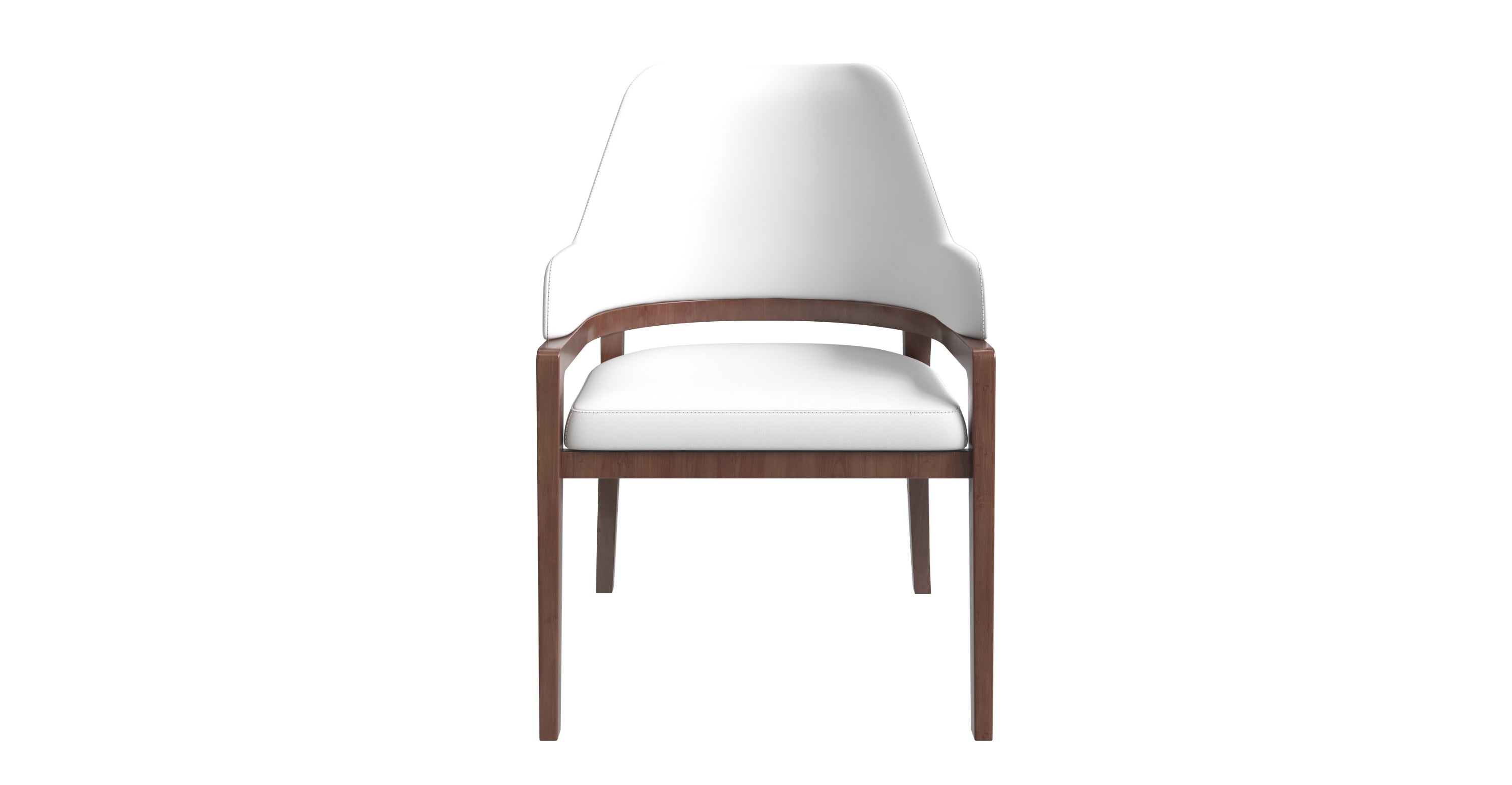 Ethora Dining Chair Upholstered in Leather with Curved Open Back Design and Rubberwood Frame White