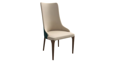 Elm Dining Chair with a Leather/Velvet Seat and a Two-Tone Color Design Backrest in Ash Wood Green