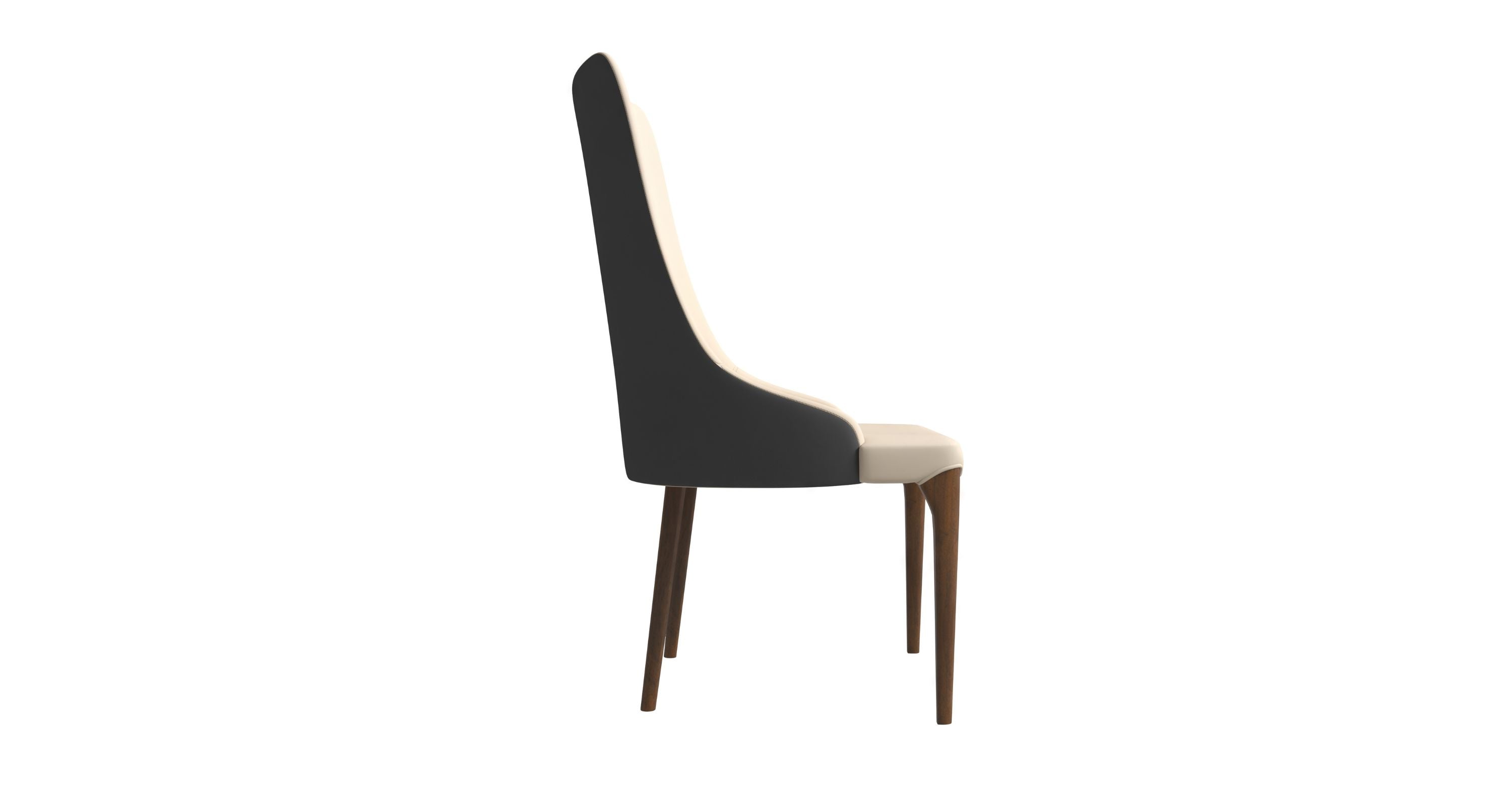 Elm Dining Chair with a Leather/Velvet Seat and a Two-Tone Color Design Backrest in Ash Wood Grey