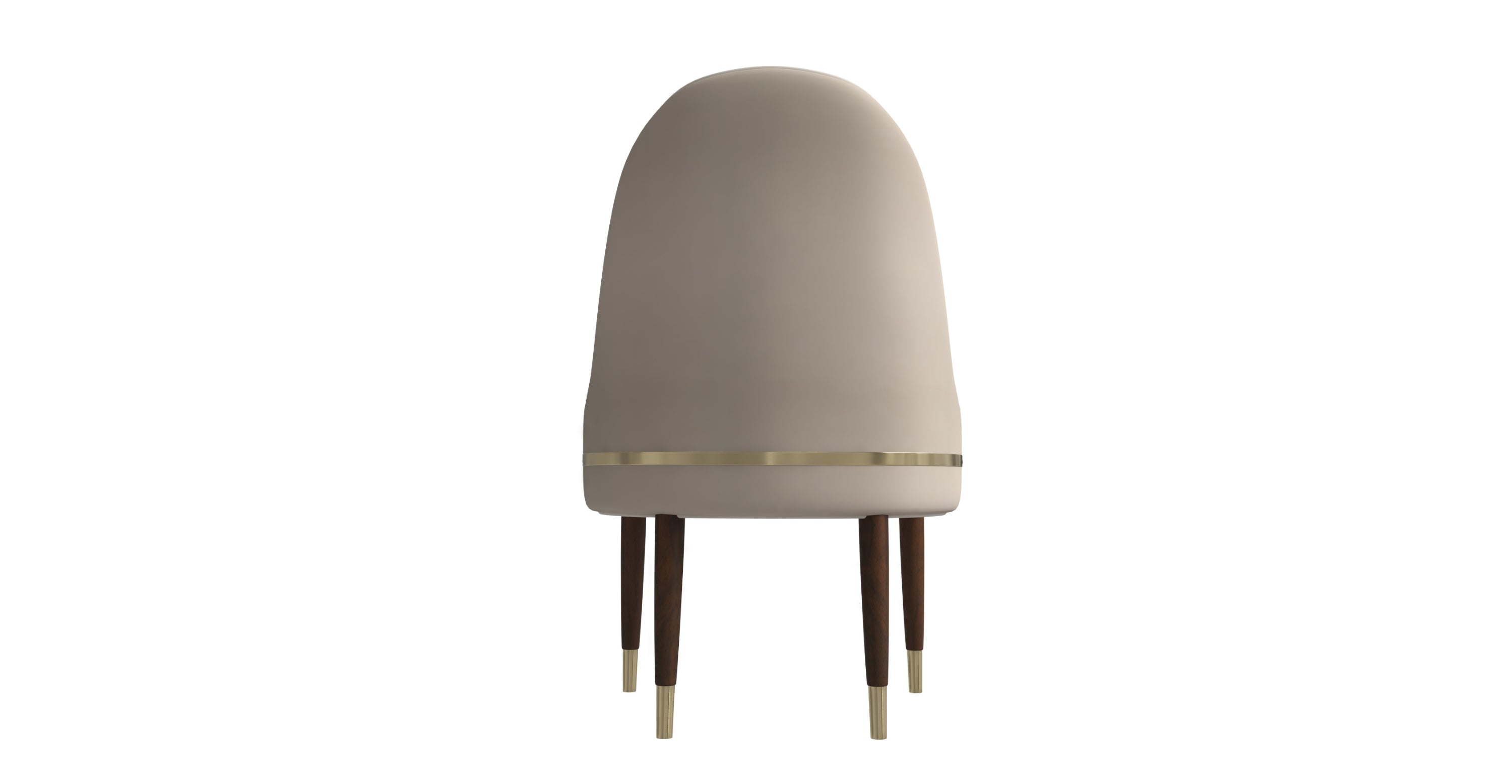 Elara Leather Dining Chair with Elegant Ripple Back and Gold Accents in Rubberwood Cream