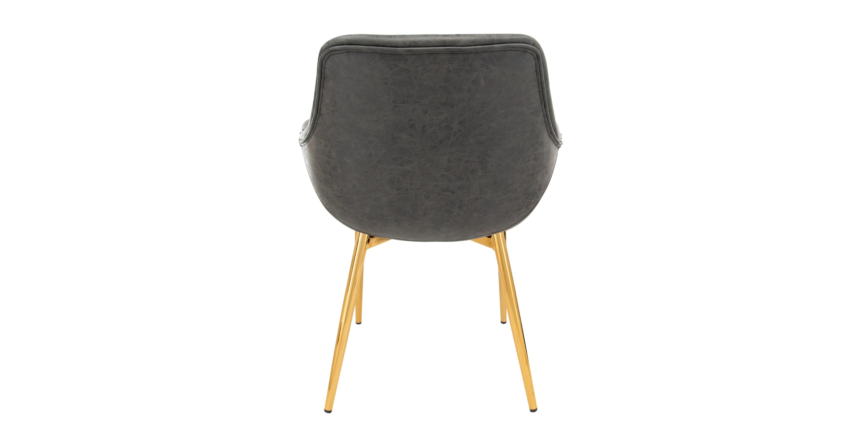 Markley Modern Leather Dining Arm Chair With Metal Legs Charcoal Black / Gold