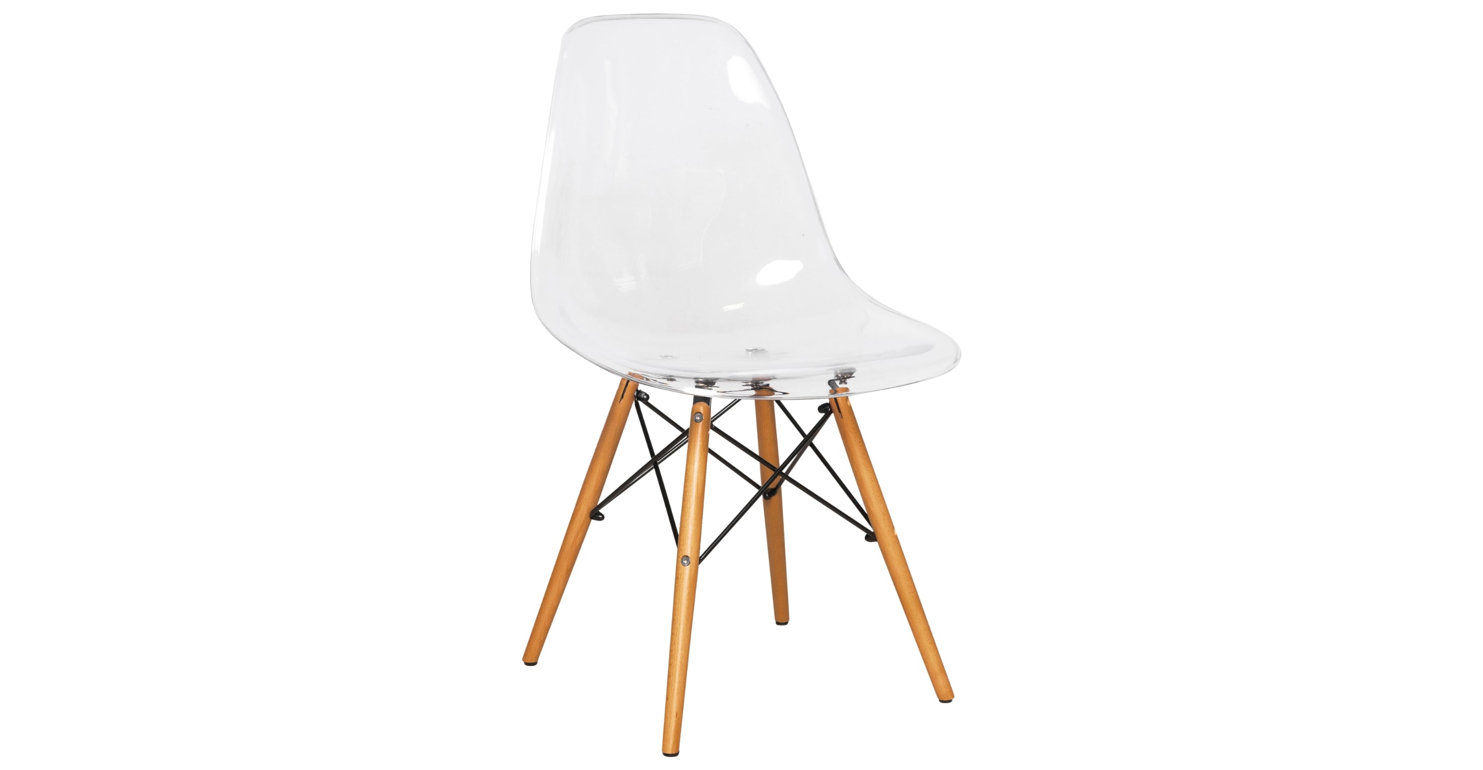 Dover and Cresco Modern Dining Chair Molded Side Chair with Base Clear / Wood