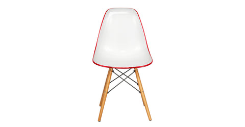 Dover and Cresco Modern Dining Chair Molded Side Chair with Base White Red / Wood