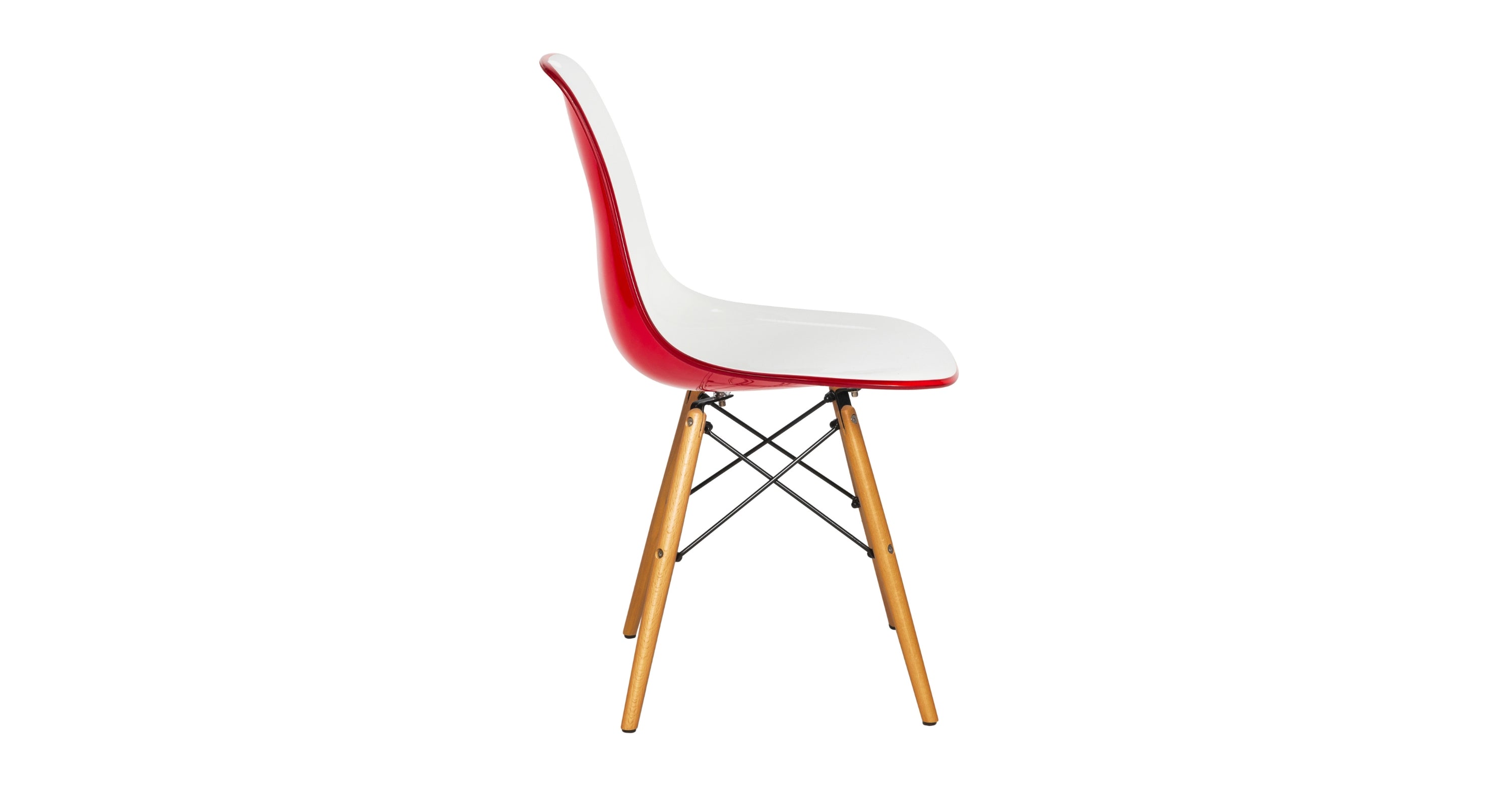 Dover and Cresco Modern Dining Chair Molded Side Chair with Base White Red / Wood