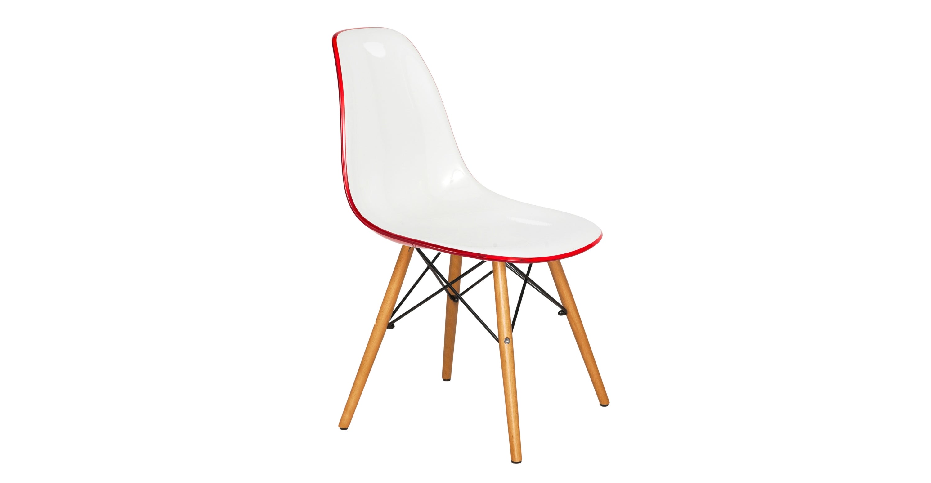 Dover and Cresco Modern Dining Chair Molded Side Chair with Base White Red / Wood