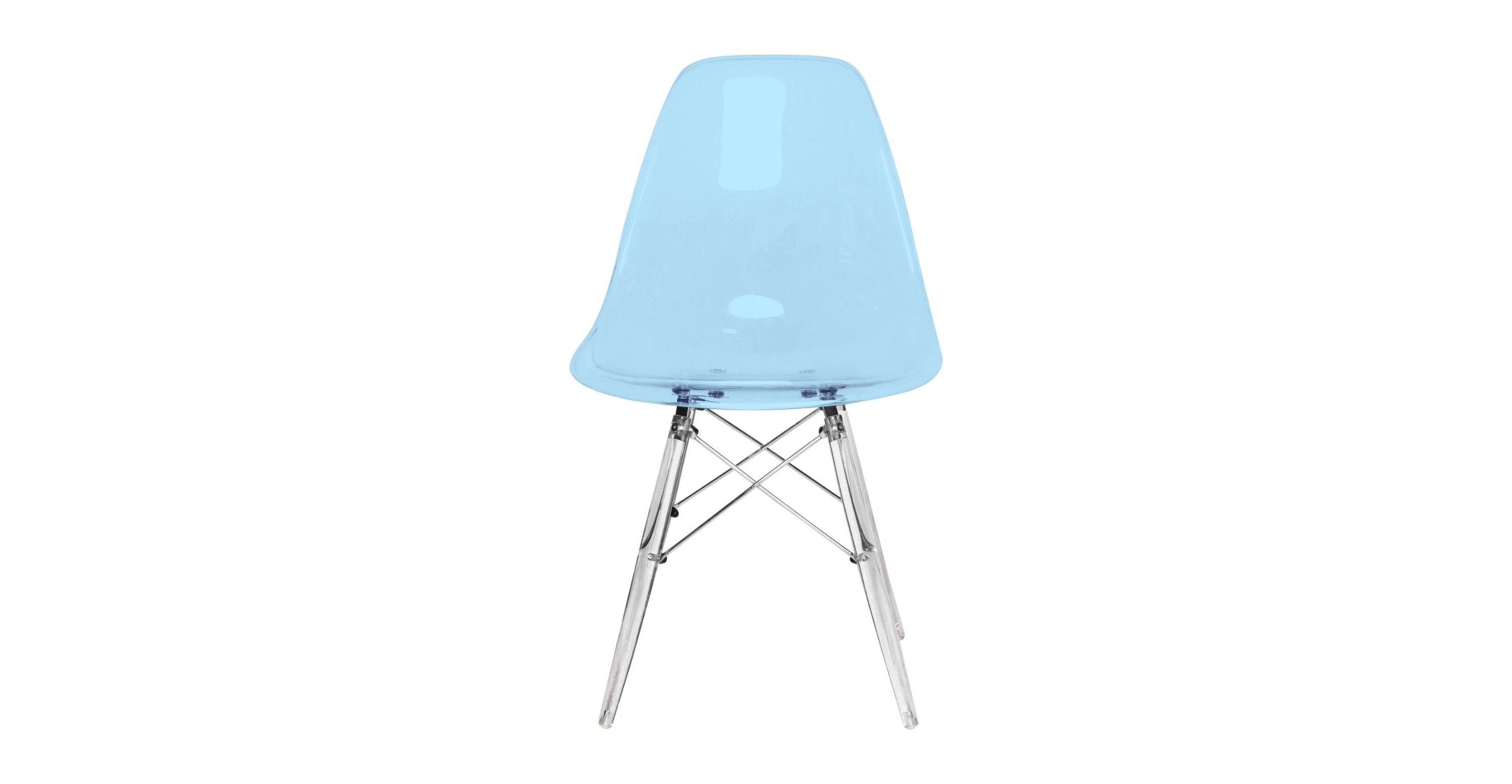 Dover and Cresco Modern Dining Chair Molded Side Chair with Base Transparent Blue / Acrylic