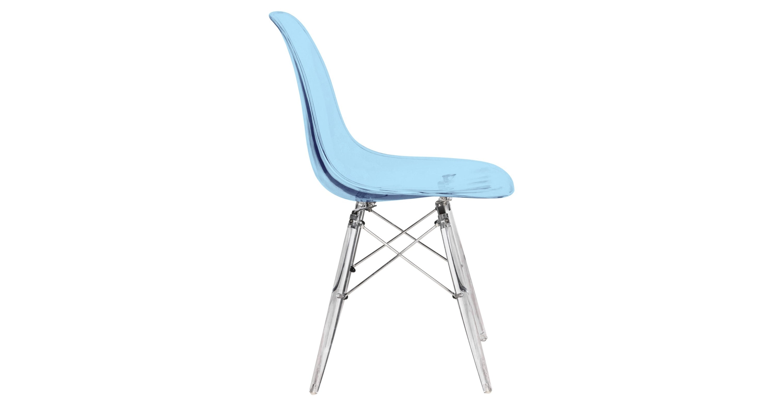 Dover and Cresco Modern Dining Chair Molded Side Chair with Base Transparent Blue / Acrylic