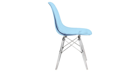 Dover and Cresco Modern Dining Chair Molded Side Chair with Base Transparent Blue / Acrylic