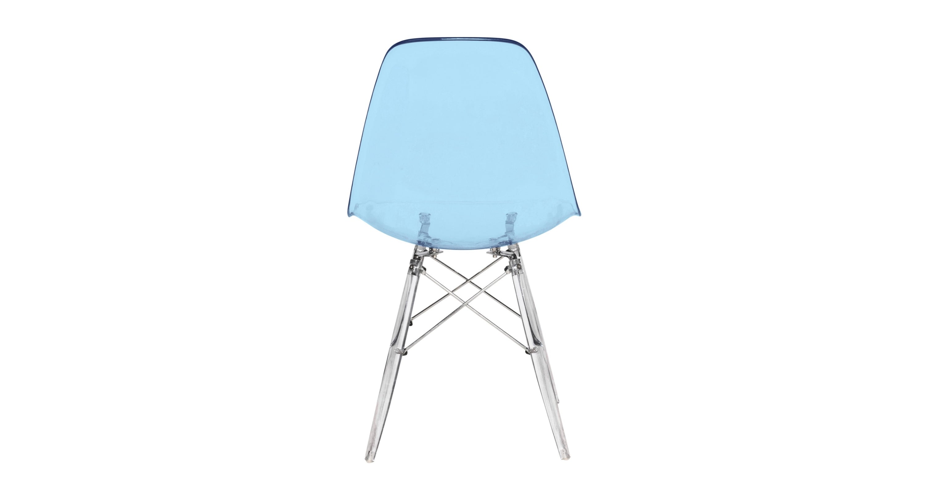 Dover and Cresco Modern Dining Chair Molded Side Chair with Base Transparent Blue / Acrylic