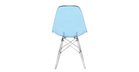 Dover and Cresco Modern Dining Chair Molded Side Chair with Base Transparent Blue / Acrylic