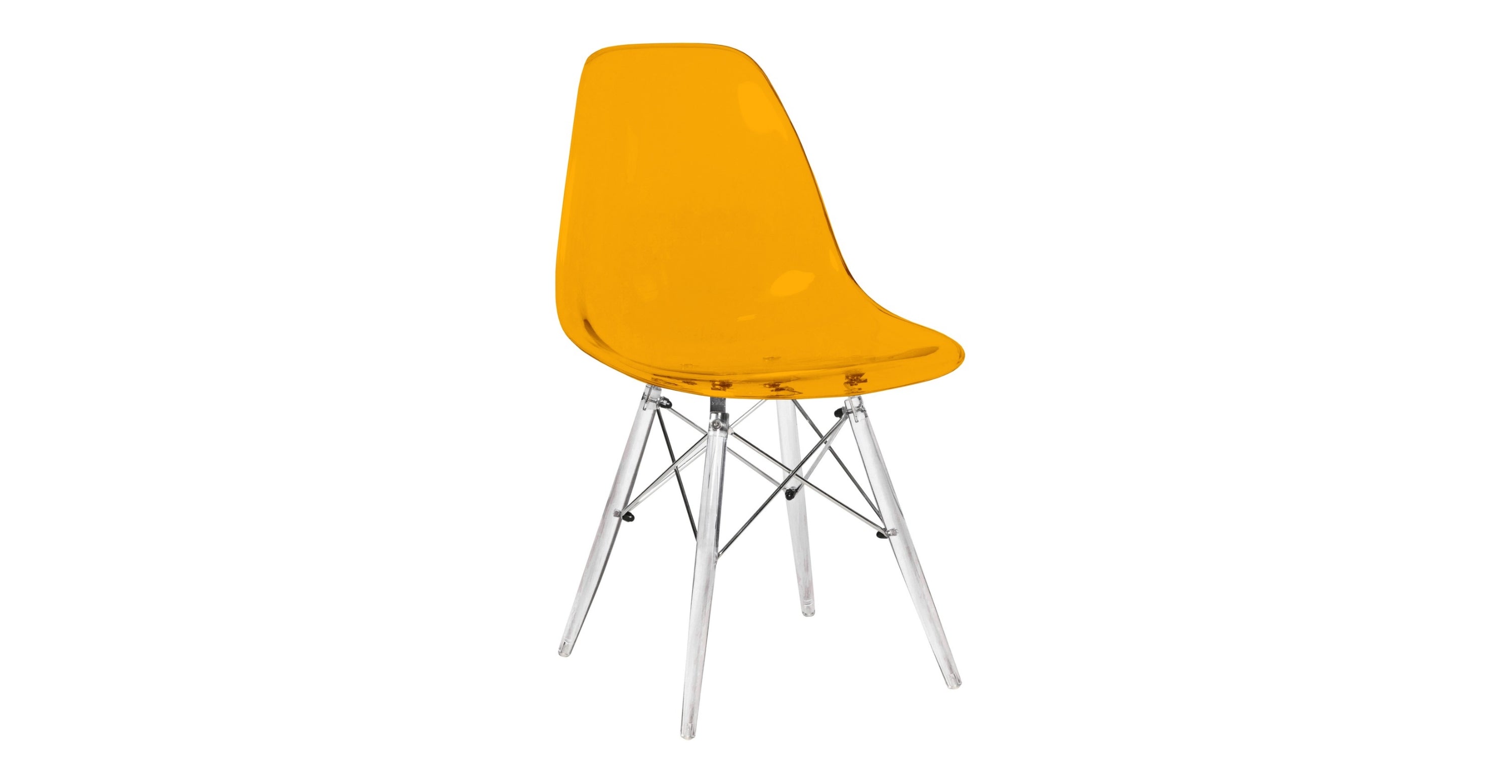 Dover and Cresco Modern Dining Chair Molded Side Chair with Base Transparent Orange / Acrylic