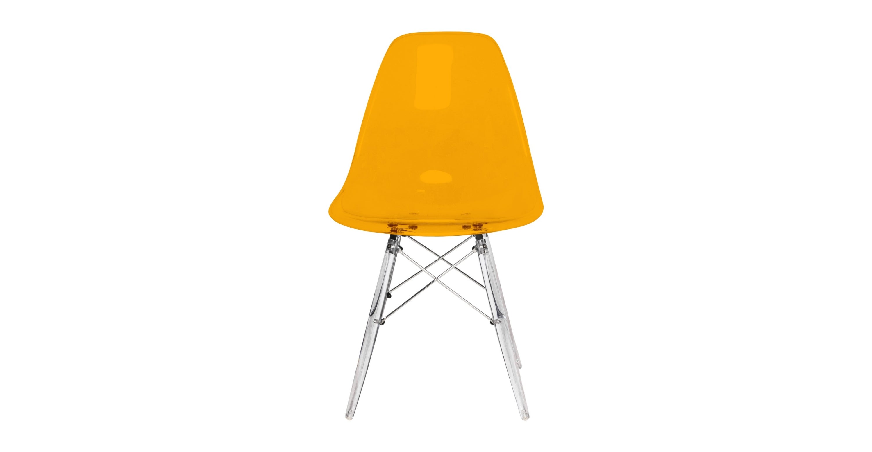 Dover and Cresco Modern Dining Chair Molded Side Chair with Base Transparent Orange / Acrylic