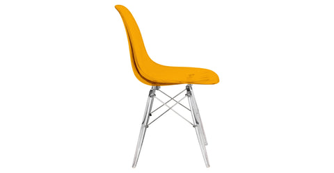 Dover and Cresco Modern Dining Chair Molded Side Chair with Base Transparent Orange / Acrylic