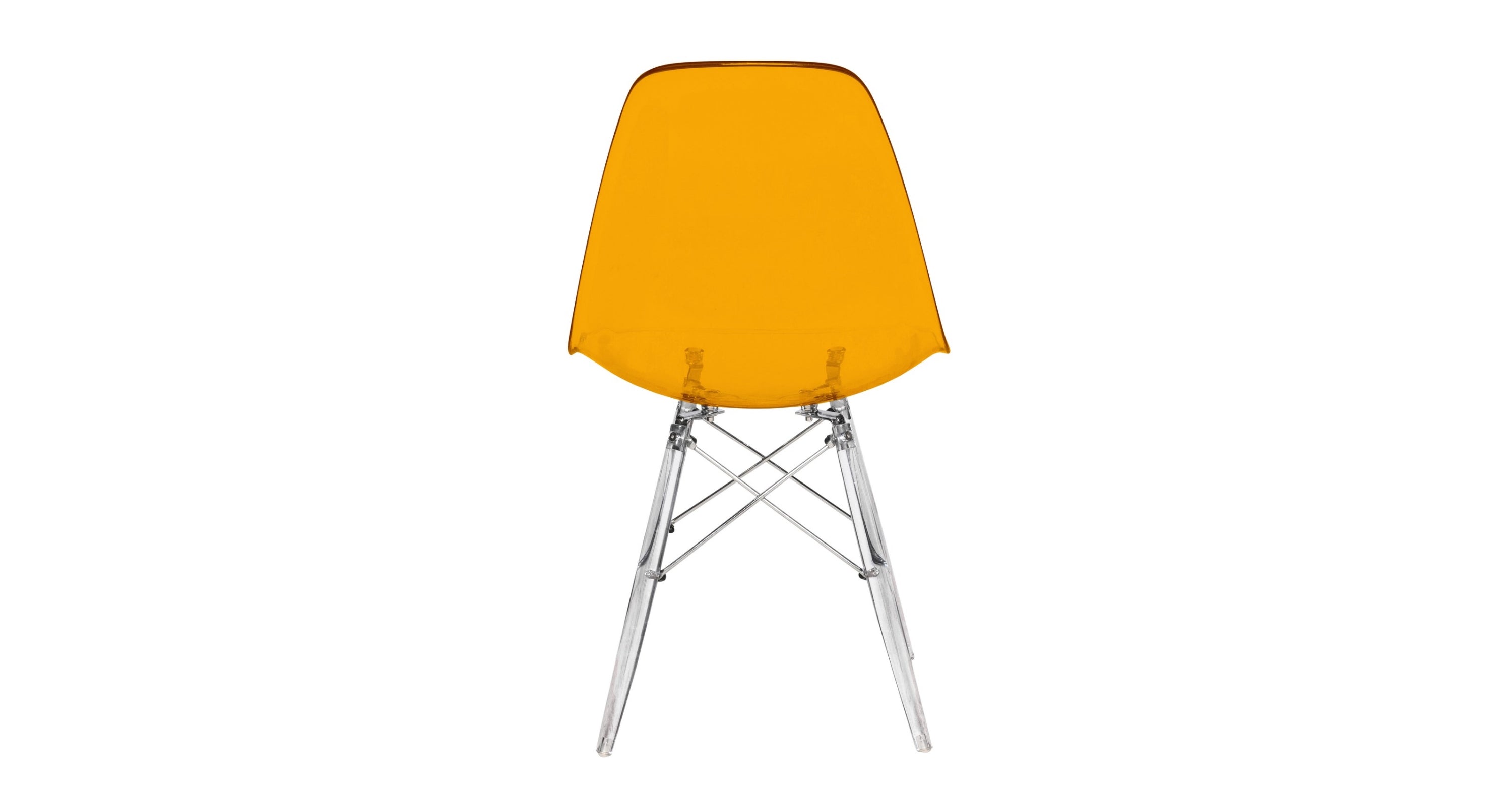 Dover and Cresco Modern Dining Chair Molded Side Chair with Base Transparent Orange / Acrylic