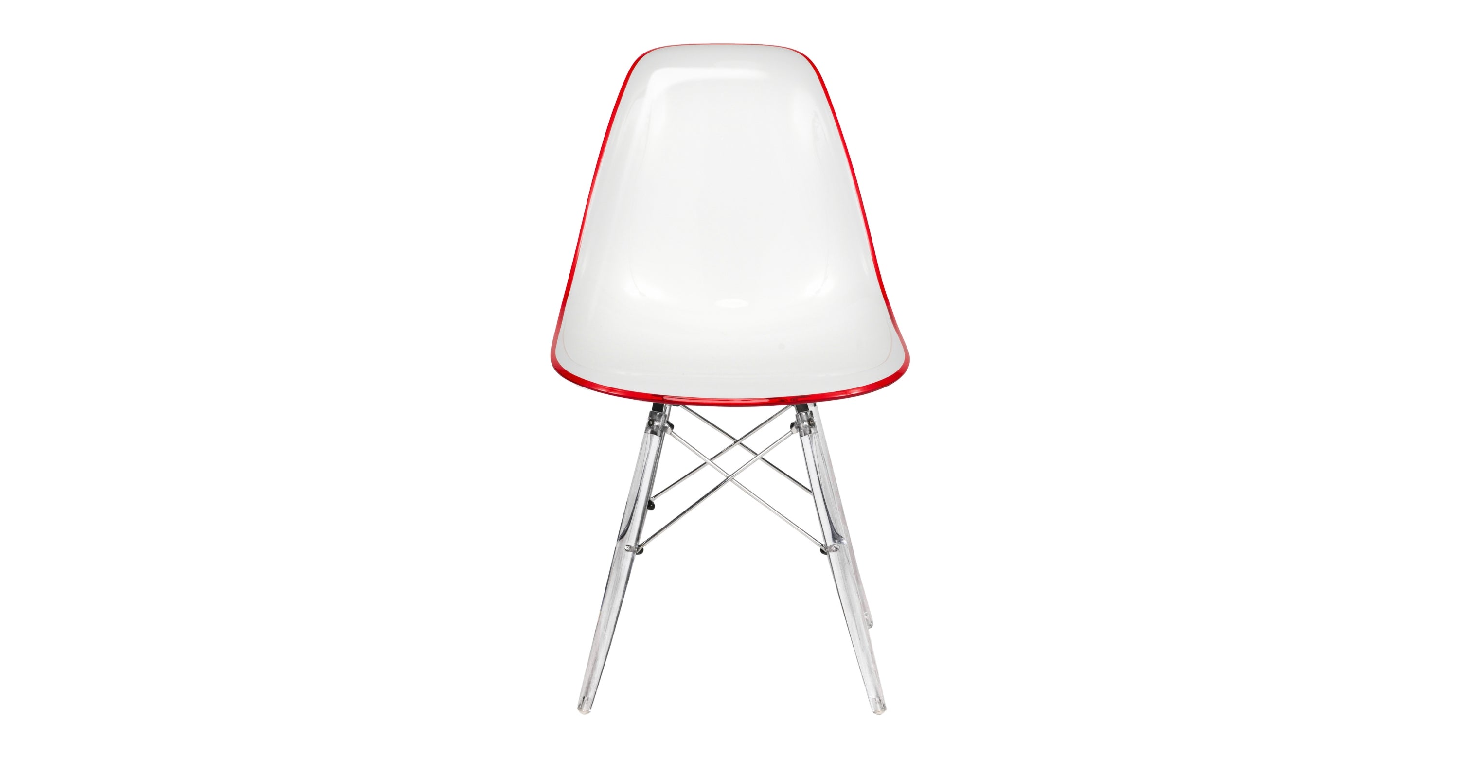 Dover and Cresco Modern Dining Chair Molded Side Chair with Base White Red / Acrylic