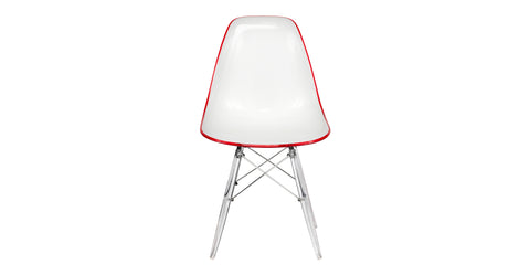 Dover and Cresco Modern Dining Chair Molded Side Chair with Base White Red / Acrylic