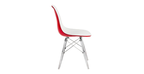 Dover and Cresco Modern Dining Chair Molded Side Chair with Base White Red / Acrylic