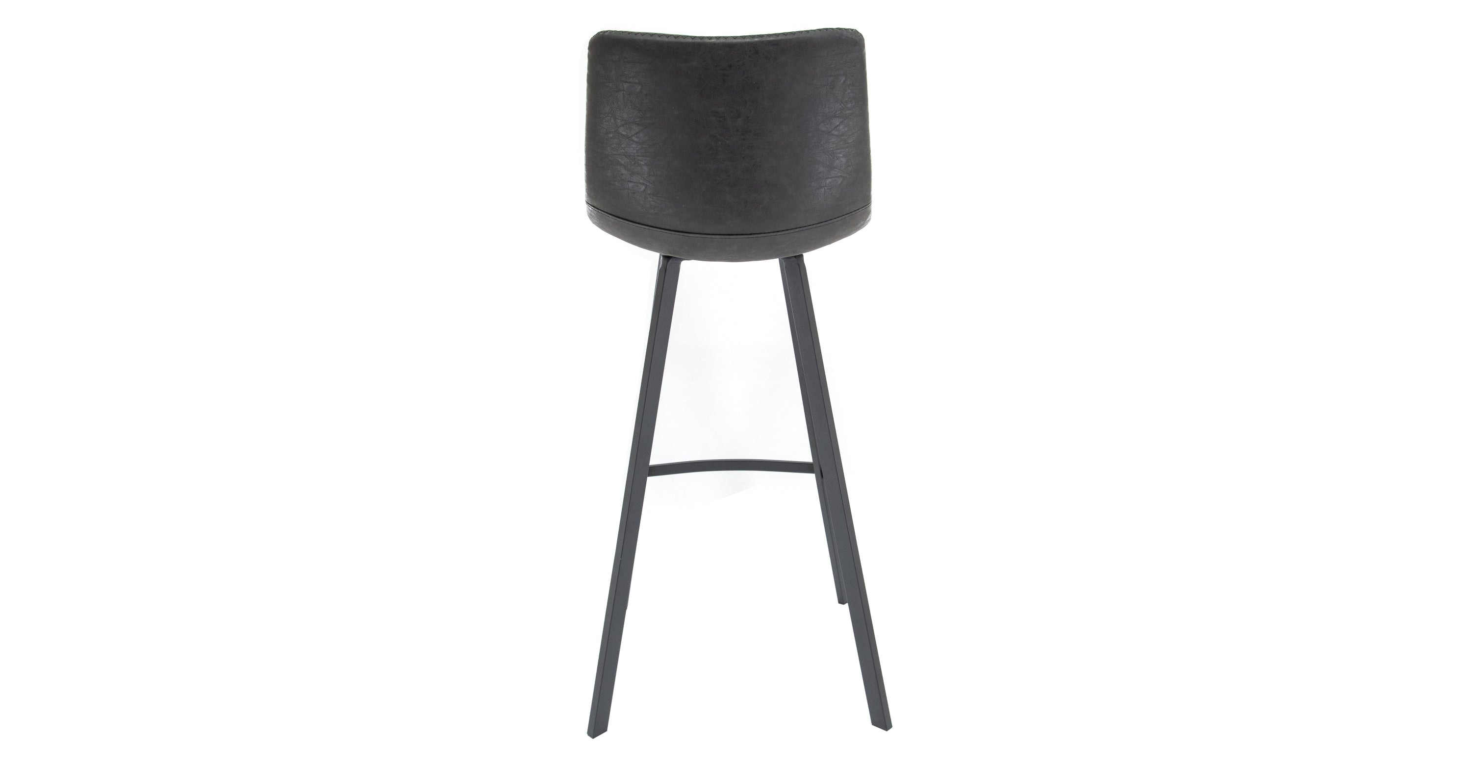 Elland Modern Upholstered Leather Bar Stool With Iron Legs & Footrest Charcoal Black