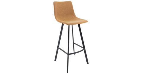 Elland Modern Upholstered Leather Bar Stool With Iron Legs & Footrest Light Brown