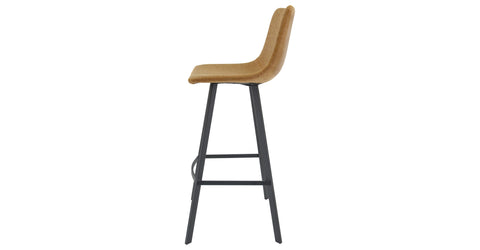 Elland Modern Upholstered Leather Bar Stool With Iron Legs & Footrest Light Brown