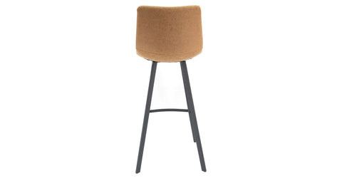 Elland Modern Upholstered Leather Bar Stool With Iron Legs & Footrest Light Brown