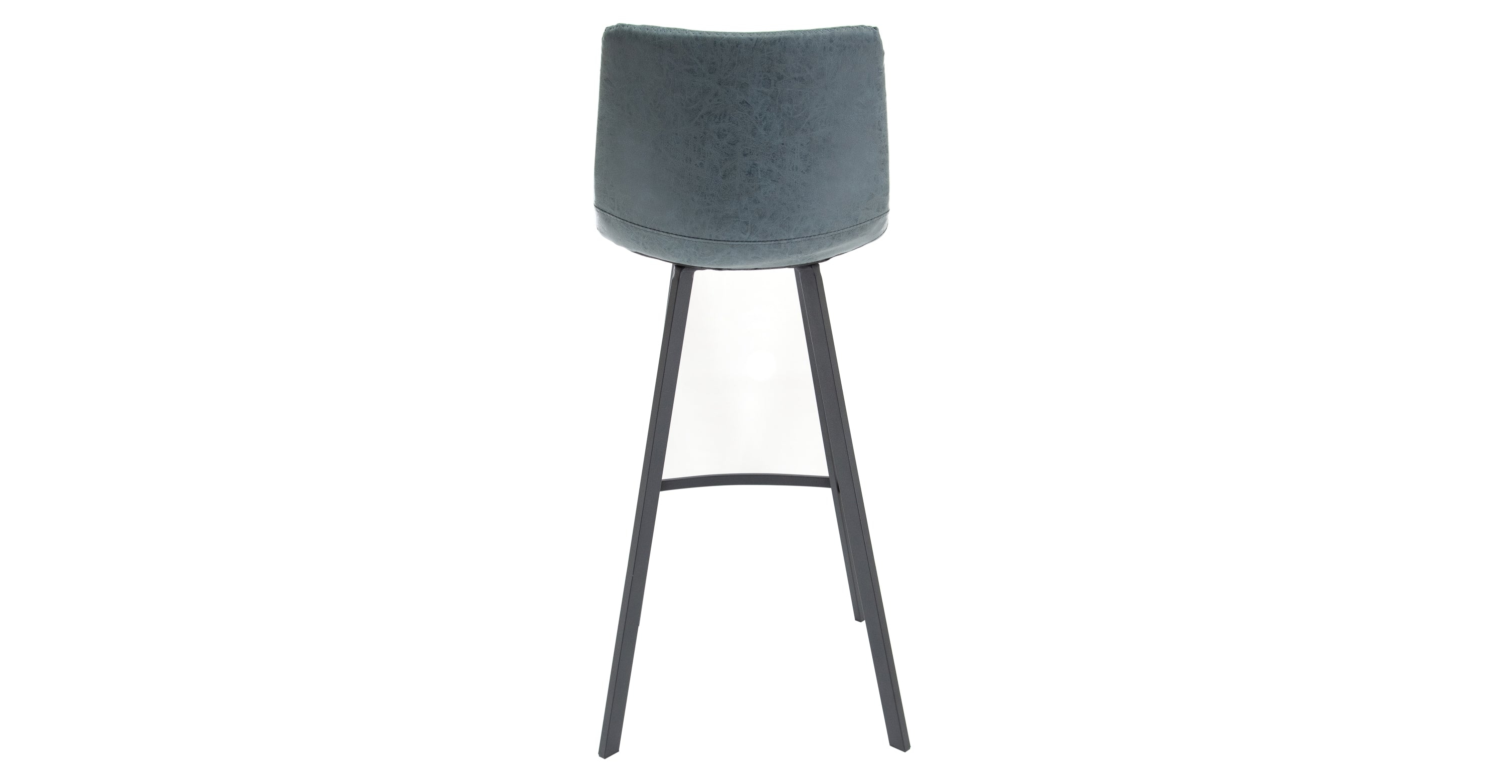 Elland Modern Upholstered Leather Bar Stool With Iron Legs & Footrest Peacock Blue