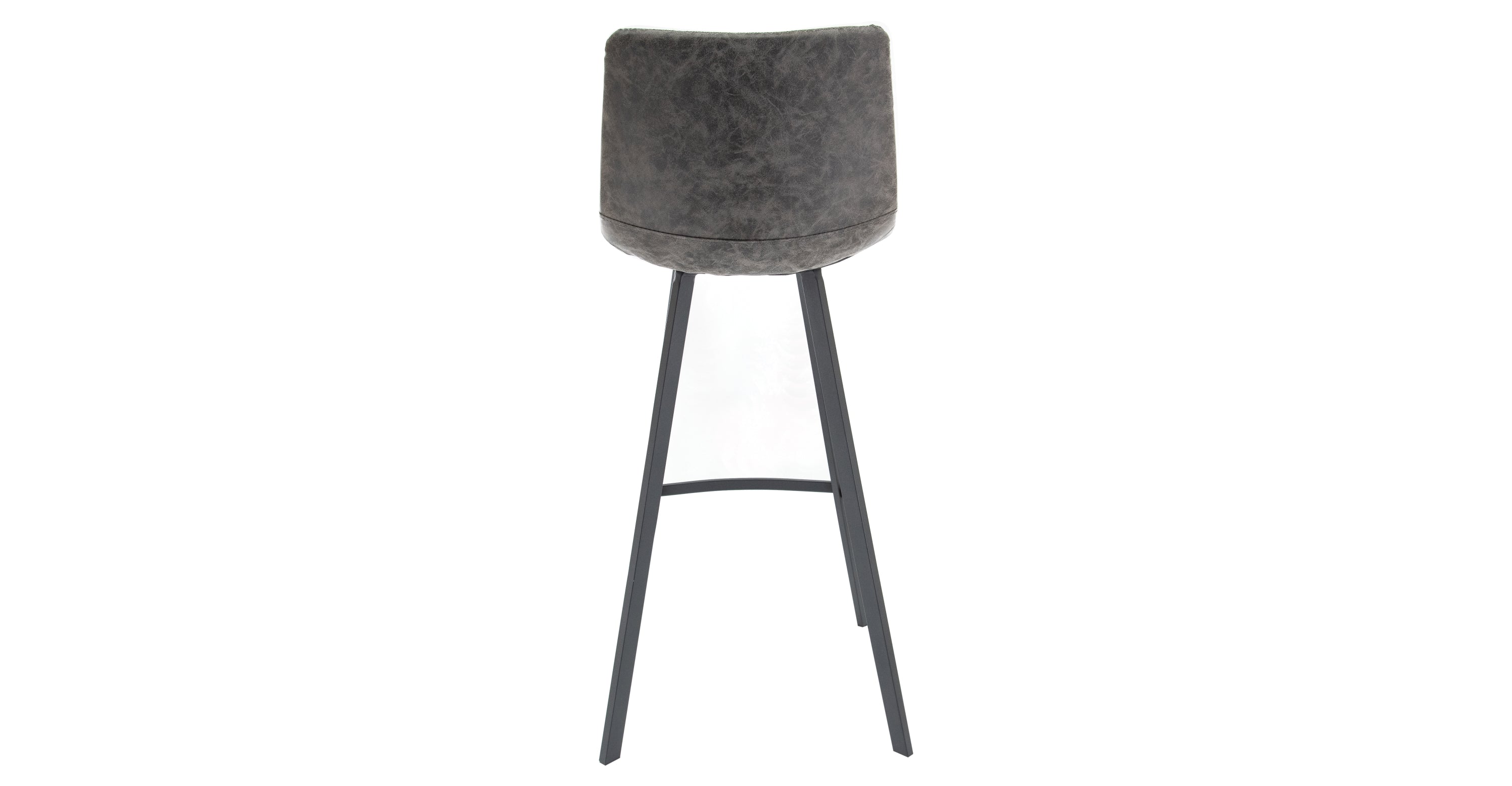 Elland Modern Upholstered Leather Bar Stool With Iron Legs & Footrest Grey