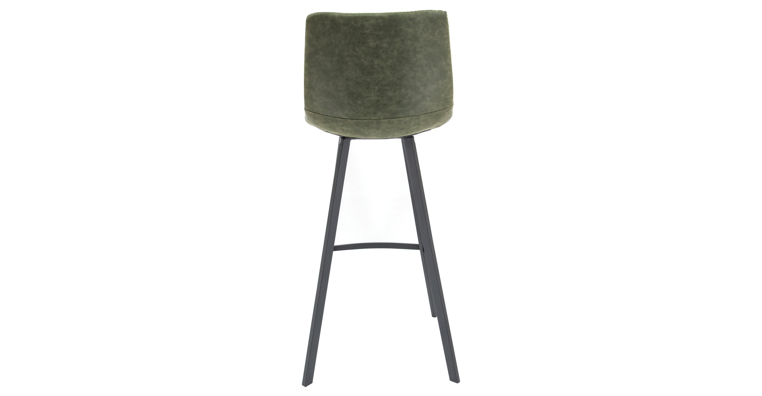 Elland Modern Upholstered Leather Bar Stool With Iron Legs & Footrest Olive Green