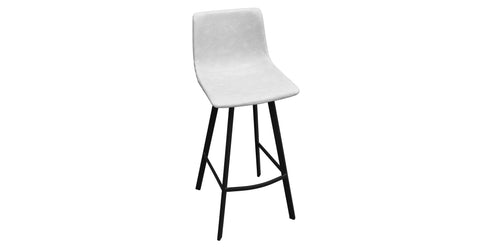 Elland Modern Upholstered Leather Bar Stool With Iron Legs & Footrest Light Grey