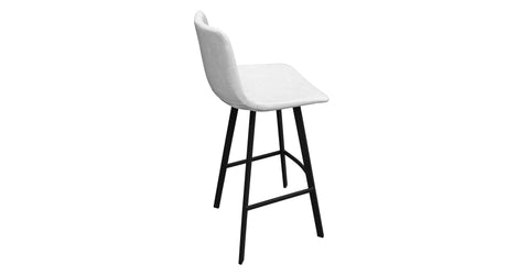 Elland Modern Upholstered Leather Bar Stool With Iron Legs & Footrest Light Grey