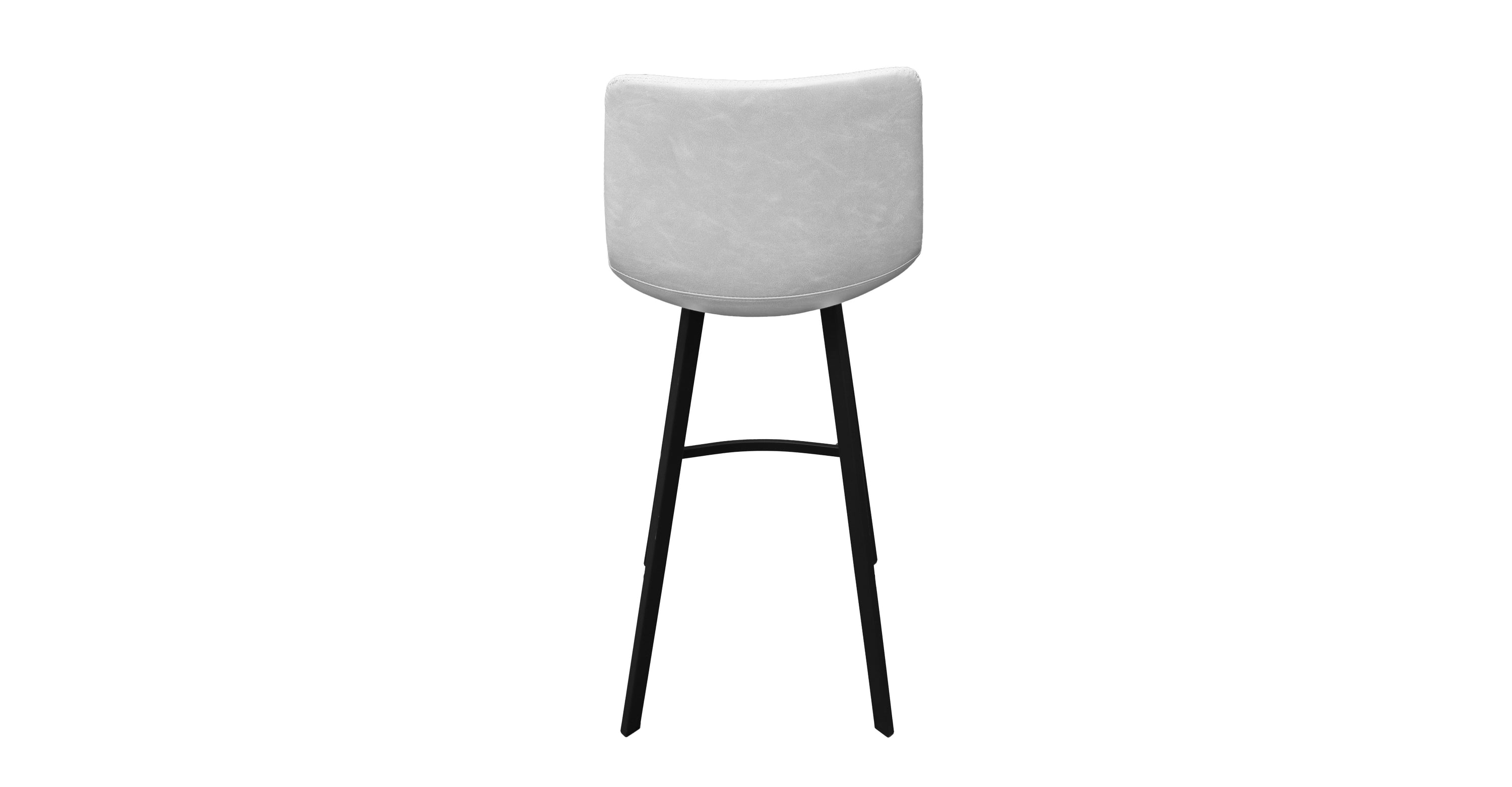 Elland Modern Upholstered Leather Bar Stool With Iron Legs & Footrest Light Grey