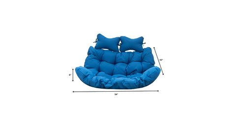 Modern Upholstered 2 Person Hanging Egg Swing Cushion with Headrest Blue