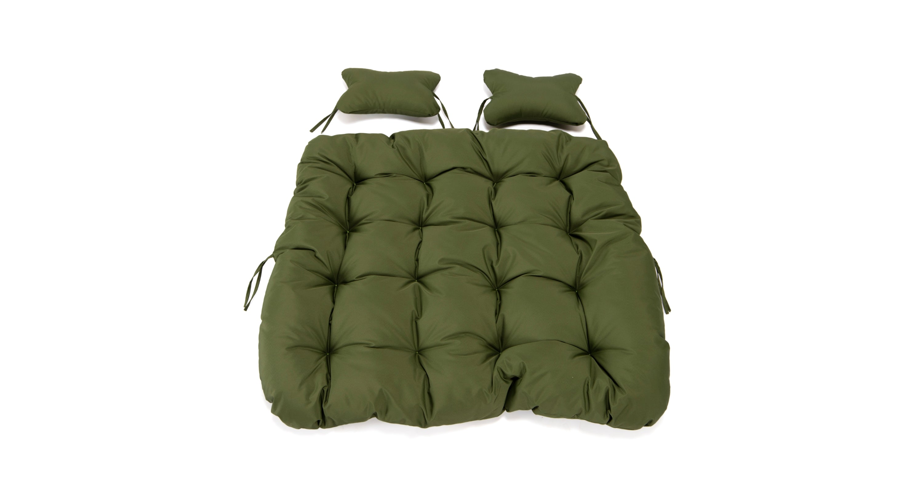 Modern Upholstered 2 Person Hanging Egg Swing Cushion with Headrest Dark Green