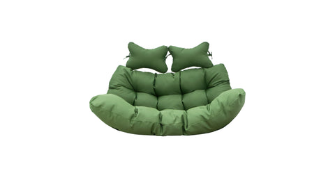 Modern Upholstered 2 Person Hanging Egg Swing Cushion with Headrest Dark Green