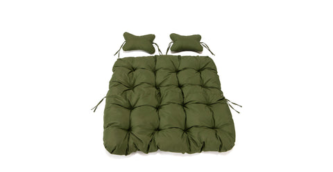 Modern Upholstered 2 Person Hanging Egg Swing Cushion with Headrest Dark Green