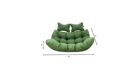 Modern Upholstered 2 Person Hanging Egg Swing Cushion with Headrest Dark Green