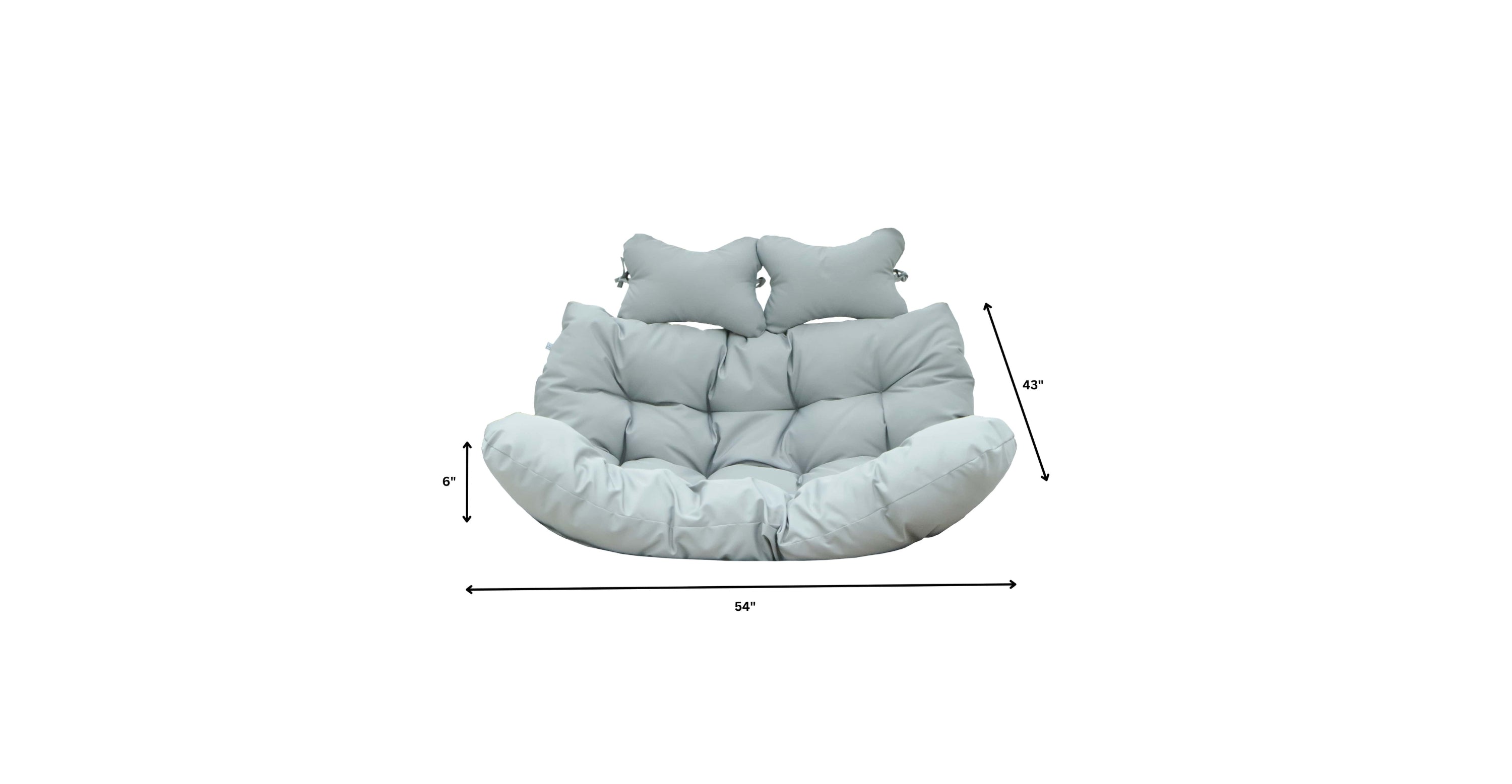 Modern Upholstered 2 Person Hanging Egg Swing Cushion with Headrest Light Grey