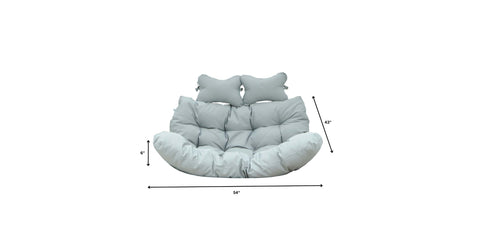 Modern Upholstered 2 Person Hanging Egg Swing Cushion with Headrest Light Grey