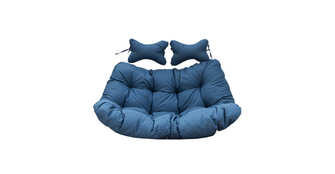 Modern Upholstered 2 Person Hanging Egg Swing Cushion with Headrest Navy Blue