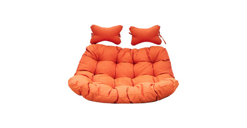 Modern Upholstered 2 Person Hanging Egg Swing Cushion with Headrest Orange