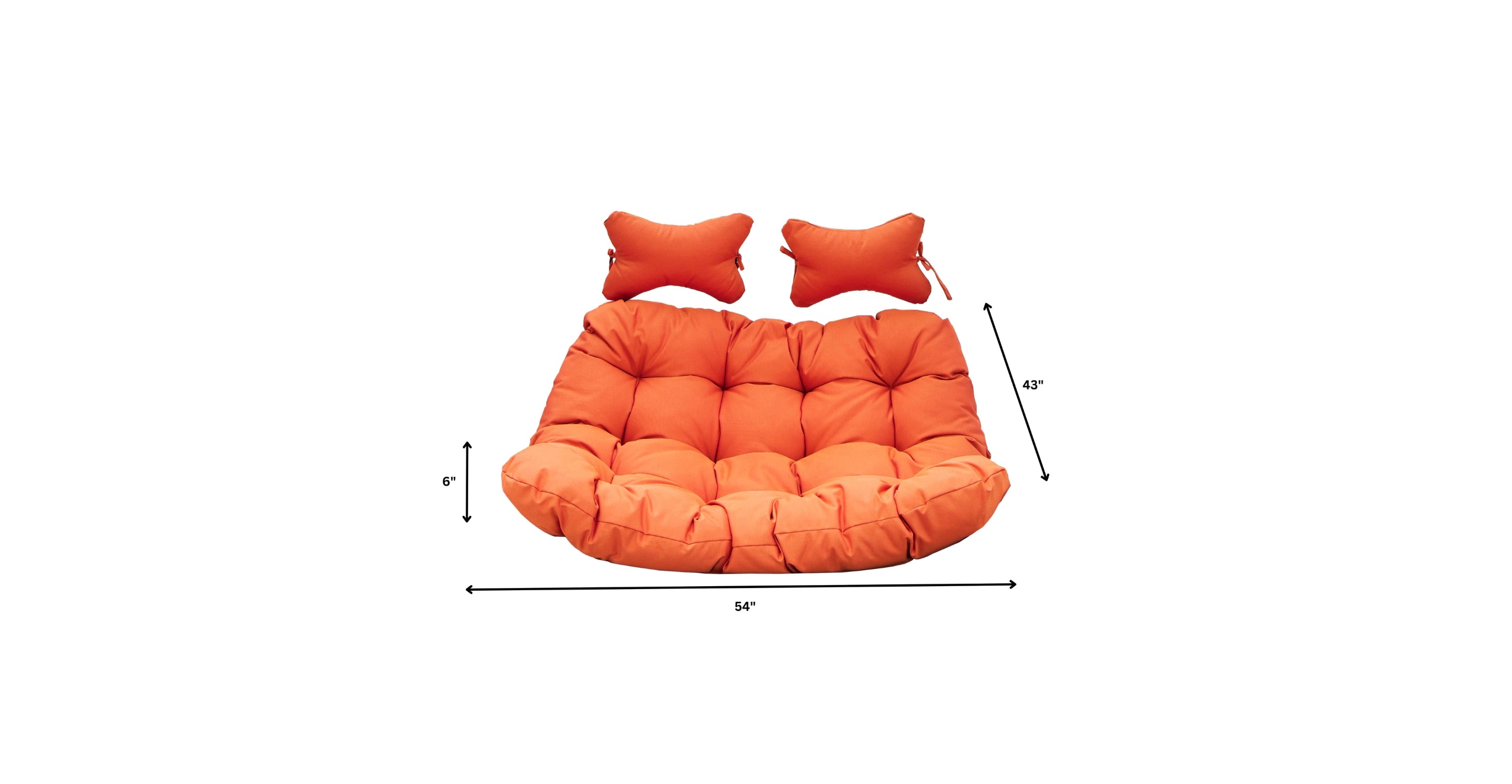 Modern Upholstered 2 Person Hanging Egg Swing Cushion with Headrest Orange